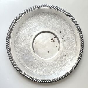Vintage Silver Gifts International Silverplate Serving Tray Rope Edge Engraved